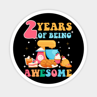 2 Years Of Being Awesome Tee 2nd Baking Birthday Gift Leopard Girl Birthday Tee Baking Party Outfit Magnet